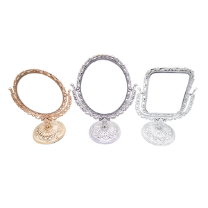 Accept Custom Shape Vintage French Style <strong>Gold</strong> Silver Color Doublesided Oval Shape Plastic Standing <strong>Table</strong> <strong>Mirror</strong> - Product Image 4