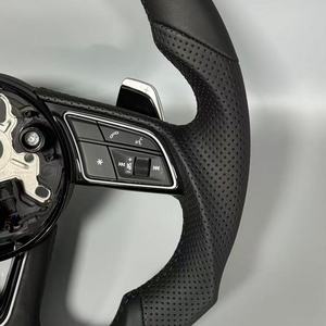 Volant sport en cuir <span class=keywords><strong>noir</strong></span> pour <span class=keywords><strong>Audi</strong></span> B8/B9 A3/A4/A5/A6/A7/A8/Q5/Q7/Q8/TT/R8/S6/RS6/RS7/S7 - Aluminium/Carbone - Product Image 4