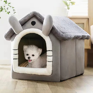 折りたたみ式ペットハウス 取り外し可能で洗える猫ハウス 子犬用洞窟 ソファ ペットベッドハウス 超小型犬と小型・中型猫用 - Product Image 1