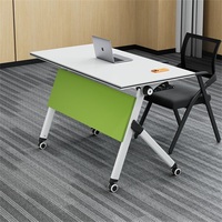 Mekia Ensemble Table et Chaises de Conférence Pliables en Métal, Modulable, Multifonctionnel, Design Moderne, pour Bureau et Salle de Classe, Long