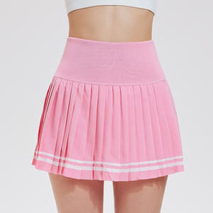 Rok Olahraga 2 in 1 Lipit Pinggang Tinggi, Cepat Kering, Bernapas, dengan Logo Kustom, Garis Kontras untuk Tenis, Badminton, dan Pickleball - Product Image 6