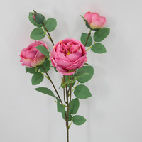 Tige de rose artificielle Austin, 4 têtes, fleurs artificielles en soie au toucher réel, fausses roses pour bouquet de mariage, décoration de fête à domicile, vente en gros