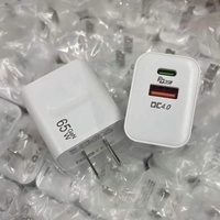 Cargador de Teléfono GaN de 65W, Carga Rápida, Doble Puerto PD QC4.0, Adaptador de Corriente USB-A Tipo-C, Suministro al por Mayor, Logotipo Personalizado OEM, Venta Directa de Fábrica