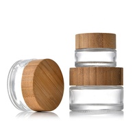 Conteneur de poudre en verre Portable 100ml, crème cosmétique de voyage, bricolage, couvercle en bambou, pot en verre