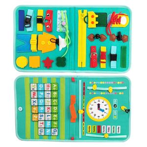 Tablero <span class=keywords><strong>de</strong></span> aprendizaje educativo montessori personalizado, libro <span class=keywords><strong>de</strong></span> historia silencioso <span class=keywords><strong>para</strong></span> niños pequeños, con reloj <span class=keywords><strong>de</strong></span> juguete - Product Image 2