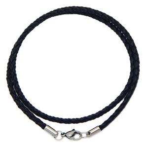 Collier en cuir tressé avec boucle de homard en acier inoxydable DIY - Product Image 1