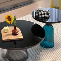Table basse convertible en verre clair de style nordique de luxe - Série Instagram populaire - Table d'appoint créative - Fabriquée