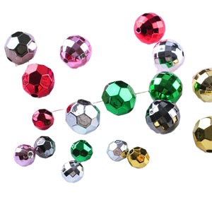 Manik-manik Akrilik Berlapis Elektro 16mm 100pcs/kantong, Lubang 2.5mm, Bentuk Facet, untuk Aksesoris DIY Gelang, Ponsel, Natal - Product Image 5