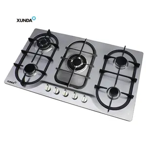 Xunda Manufacturer kompor Gas memasak, kompor tanam Hob Stainless Steel 5 tungku Gas