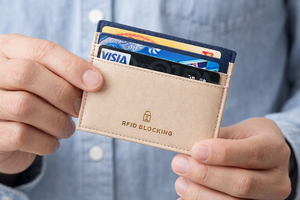 ที่ใส่บัตรแบบมินิมอล RFID ป้องกันการโจรกรรมข้อมูล  วัสดุหนัง PU บางเฉียบ สำหรับผู้ชาย ใช้ได้ทุกวัน - Product Image 3