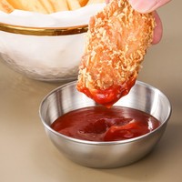 Plats à sauce en acier inoxydable de vente chaude de 100ml, plats d'assaisonnement ronds pour restaurant à la maison