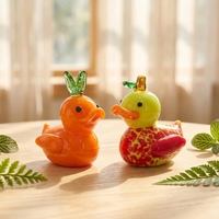 Nouvelles décorations de bureau en verre faites à la main en forme de cygne blanc mignon, petites décorations créatives pour la maison, artisanat décoratif d'animaux mignons