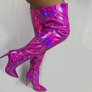 Bottes longues métalliques grande taille 46 pour femme, couleurs et tailles personnalisées, bottes hautes au-dessus du genou, bottines cuissardes pour femme, chaussures en promotion - Product Image 6