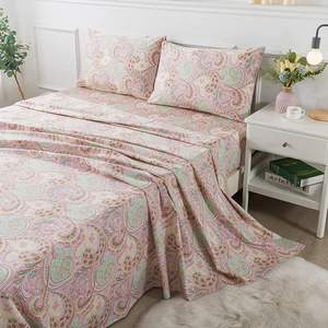 बेडडिंग सेट गुलाबी पैस्ली ने बैग में पैक किए गए 4 टुकड़े बुने हुए पॉलिएस्टर बैग में पैक किए गए - Product Image 2