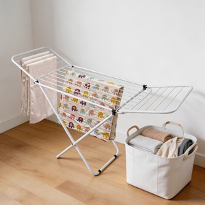 Séchoir à linge vertical simple, pliable, à un seul niveau, en métal, pour intérieur et extérieur - Product Image 1