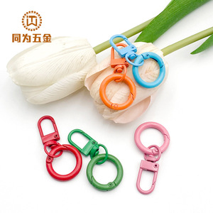 Custom Colorful Zinc Alloy Door Fob Keychain 33mm Latch 25mm Spring <b>Ring</b> Durable Round Shape <b>Bag</b> Accessory - Product Image 3
