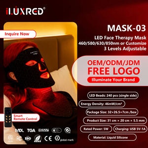 Masker Terapi Cahaya Merah ILUXRED Logo Kustom LED untuk Wajah dan Leher, Silikon Inframerah 630nm 850nm dengan Colokan AS - Product Image 4