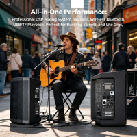 LEON AUDIO Haut-parleur portable professionnel 150W RMS alimenté par batterie, 8 pouces, rechargeable, mono, en alliage de titane, pour extérieur