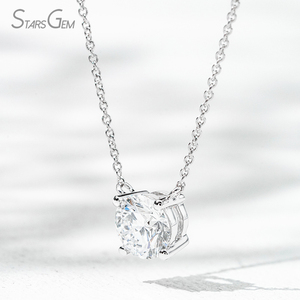 starsgem 18k gold <b>necklace</b> round brilliant 0.5ct 1ct <b>D</b> vs lab grown diamond loose fine jewelry diamonds <b>necklace</b> - Product Image 6