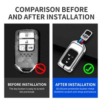 Étui de protection intégral en alliage de zinc et silicone pour clé de voiture Honda, anti-rayures et antichoc, coque de clé à 4 boutons
