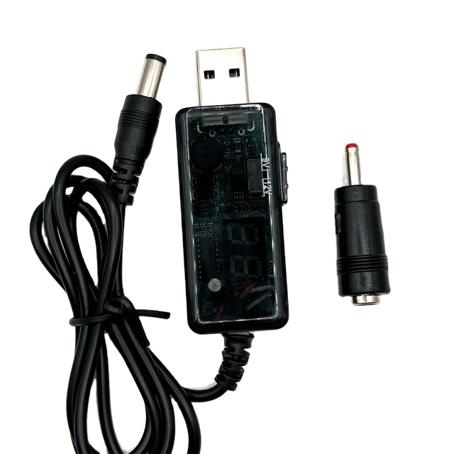 USB Boost Converter DC 5V/9V/12V Step-up Cable 3.5x1.35mm Connector Power Supply & Charger