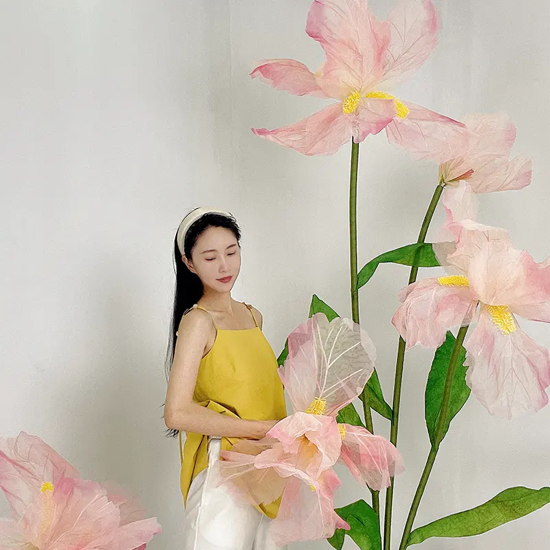 Groothandel Kunstmatige Gigantische Bloemendecoratie Gigantische Papieren Bloemen Witte Gigantische Organza Bloem Voor Bruiloftsdecor