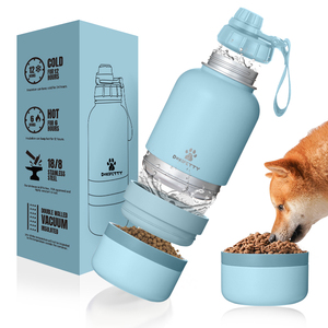 3 in 1 Portable <strong>Dog</strong> <strong>Water</strong> Bottle <strong>Dog</strong> <strong>Bowls</strong> Stainless Steel Insulated Outdoor Travel Food and Drinking Feeder - Product Image 2