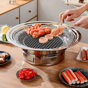 Roestvrijstalen Koreaanse Bbq <span class=keywords><strong>Grill</strong></span> Tafelblad Houtskool Bbq <span class=keywords><strong>Grill</strong></span> Met Bakvorm En Braadgaas - Product Image 5