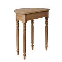 Table d'appoint en bois massif de campagne nordique avec pieds tournés et dessus en demi-lune pour chambre salon