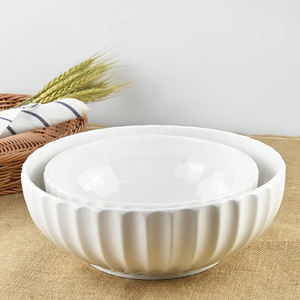 Minimalist Embossed Ceramic <b>Bowl</b> Set Nordic Design <b>Large</b> White Porcelain <b>Bowls</b> for Salad and Food <b>Serving</b> - Product Image 5