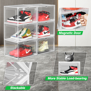 Boîte à chaussures en plastique transparente en <span class=keywords><strong>acrylique</strong></span>, empilable, avec porte magnétique, de haute qualité, pour baskets, boîte en plastique pliable - Product Image 3