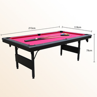 Table de billard pliable S.Q.F 7 pieds, tapis bleu, MDF, table de billard/snooker d'intérieur avec billes et queues pour salle de jeux à domicile