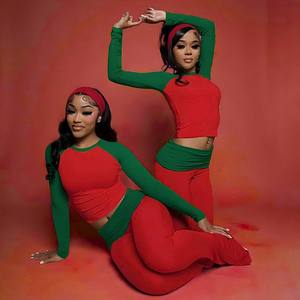 Nuovo Completo Autunnale da <span class=keywords><strong>Donna</strong></span> alla Moda con Collo Tondo, Tuta Sportiva a Contrasto di Colore, T-shirt a Maniche Lunghe Aderente, <span class=keywords><strong>Pantaloni</strong></span> e Fascia per Capelli, Set <span class=keywords><strong>3</strong></span> Pezzi - Product Image 1