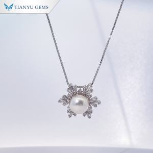 Collar con Colgante de Perla y Diseño de Sol de Plata 925 de Tianyu Gems para Mujer, Joyería de Moda con Halo de Piedras Preciosas - Product Image 2