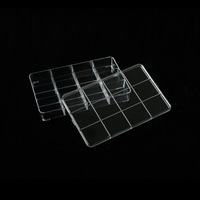 Grande boîte de rangement en plastique PS à 12 grilles boîte de présentation épaissie haute transparence conception classique pour bijoux couvercles de sacs de rangement d'outils