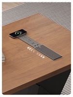 Bureau de direction moderne de luxe avec base asymétrique et armoire latérale de rangement, table de direction pour espace de travail à domicile