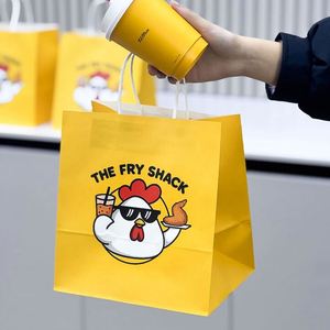 Custom Logo Eco-Friendly <b>Biodegradable</b> Recyclable Disposable Takeout Kraft <b>Paper</b> Bag for Fast Food Go Delivery for Restaurant - Product Image 2
