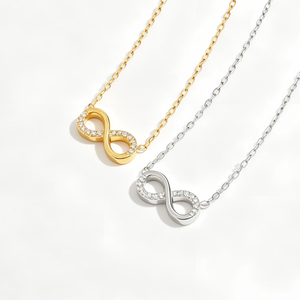 <span class=keywords><strong>Collana</strong></span> <span class=keywords><strong>con</strong></span> Ciondolo a Forma di <span class=keywords><strong>Infinito</strong></span> in Acciaio Inossidabile Placcato Oro 18K, Impermeabile <span class=keywords><strong>con</strong></span> Zirconia Cubica, Regalo per Donne - Product Image 1