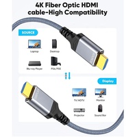 Konektor Berlapis Emas 4K60Hz 2.0 18Gbps Kabel Serat Optik Koaksial Twisted Pair HDR UHD untuk Home Theater TV Game Monitor Proyektor