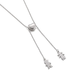 Collier à breloques réglable en acier inoxydable avec fermoir en forme de cœur pour garçon et fille - Product Image 5