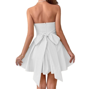 Robe Tube Top Sans Bretelles Dos Nu avec Nœud Couleur Unie Longueur Midi Décontractée d'Été pour Femme - Meilleure Vente Tendance - Product Image 2