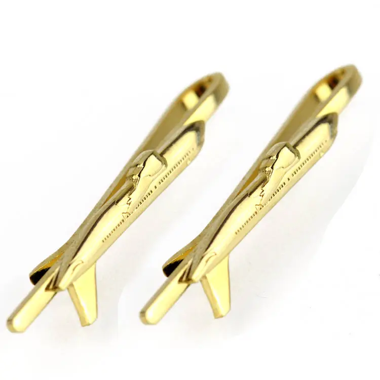 Bulk wholesale blank custom plane logo metal luxury gold airplane mens tie clip