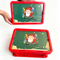 Caisse de camping en plastique rouge personnalisable en gros, empilable, avec couvercle en acrylique personnalisé pour cadeaux de vacances
