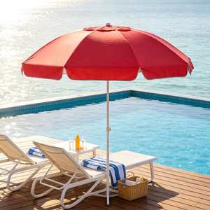 Sombrilla de Playa Resistente a los Rayos UV, de 150 cm de Radio, con Tela Plateada y Doble Varilla, para Exteriores - Product Image 1