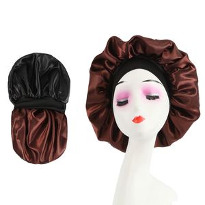 Soft Satin Silky Sleep Bonnet Elastic Wide Band Double Layer Sleep <b>Wraps</b> Bonnet Custom Logo Women Nightcap Wholesale - Product Image 1