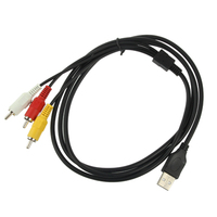Venta Directa de Fábrica, Cable Compuesto de Audio y Video AV USB de 1.5m a 3 Conectores Phono Macho