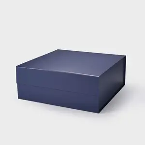 صندوق تخزين قابل للطي كبير مربع, صندوق تخزين قابل للطي كبير مربع مفرغ باللون الأزرق الداكن يصلح لتعبئة الهدايا