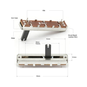 Potenciómetro Deslizante Lineal de Control de Volumen A10k B50k A250k B200k 30mm 45mm, Potenciómetro Deslizante Doble B104 300k 50k 10k - Product Image 4