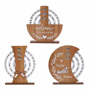 Wholesale Creative Home and Office Desktop Decor Manual Rotating Wood Perpetual <b>Calendar</b> for Daily Use or Gift Giving - Product Image 4
