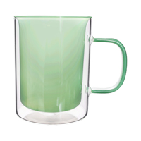Mug en verre borosilicate à double paroi Sunyo 350 ml, résistant à la chaleur, couleur personnalisable, compatible lave-vaisselle et micro-ondes, fait main